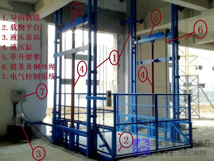 电动液压升降货梯整体安装结构示意图