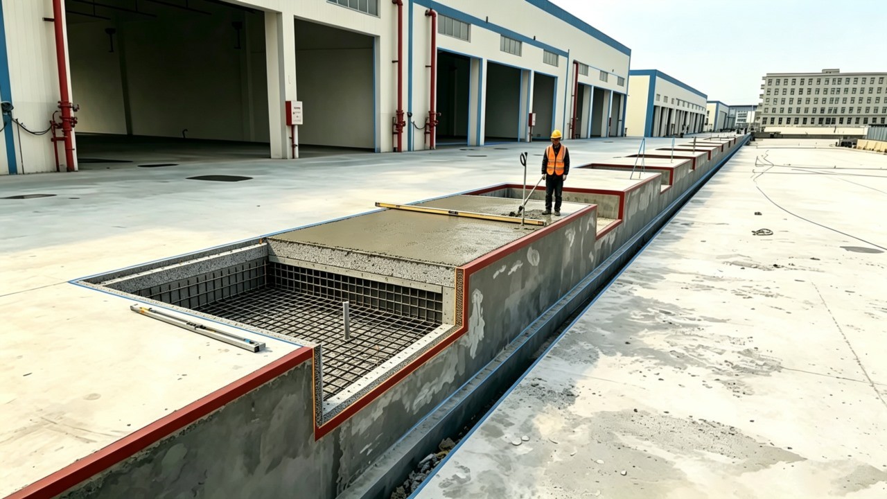 地坑式固定登车桥基础剖面示意图